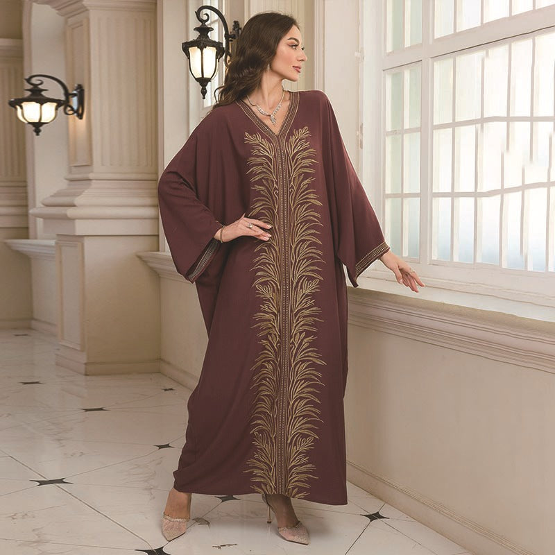 Rayon Embroidered Long Dress Beach Dress Women Sun-Protective Clothing Vacation Loose Beach Cover Up