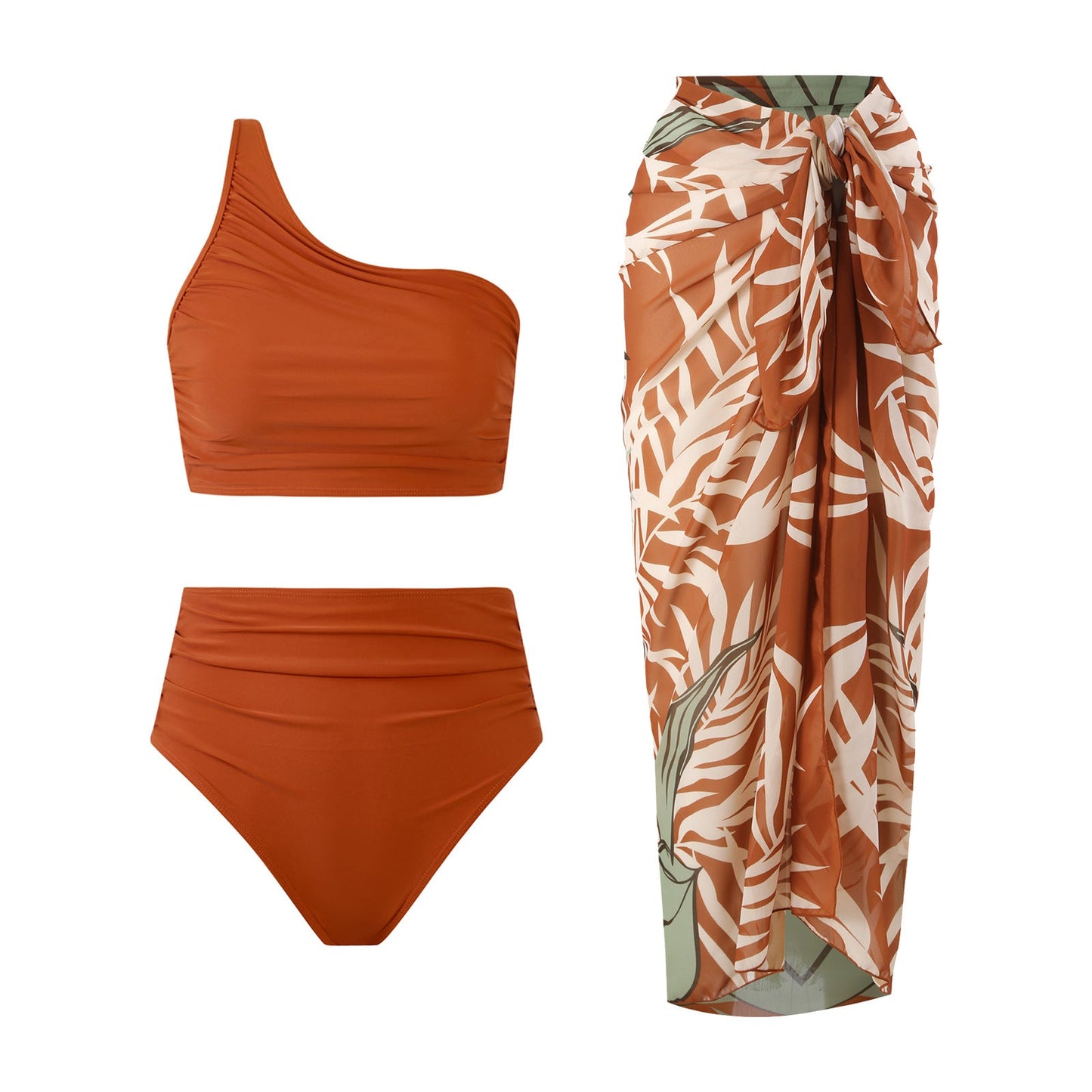 High Waist Solid Color Bikini Swimsuit Women Split Swimsuit Bikini