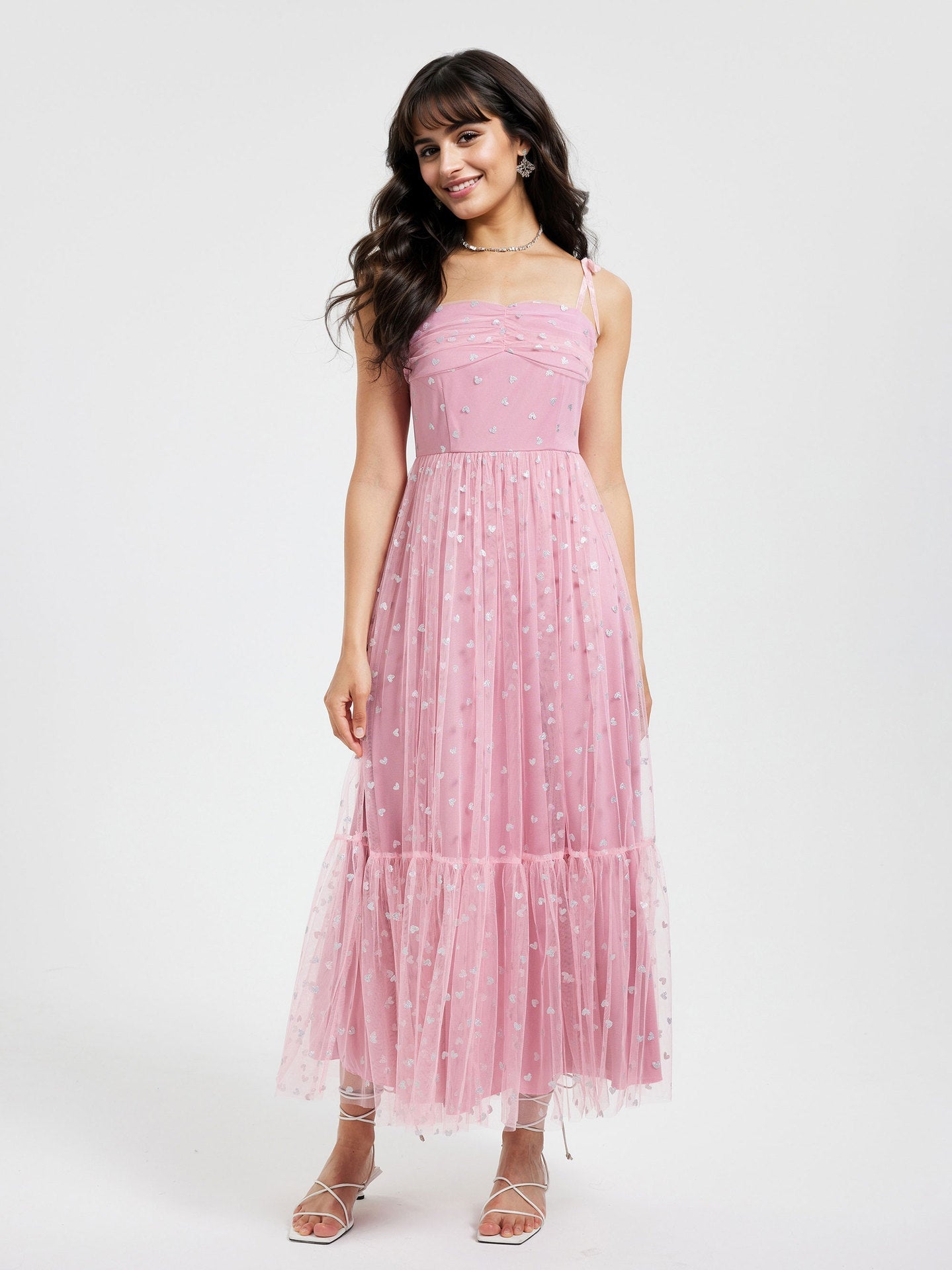 Graceful Summer Mesh High Waist Tied Dress