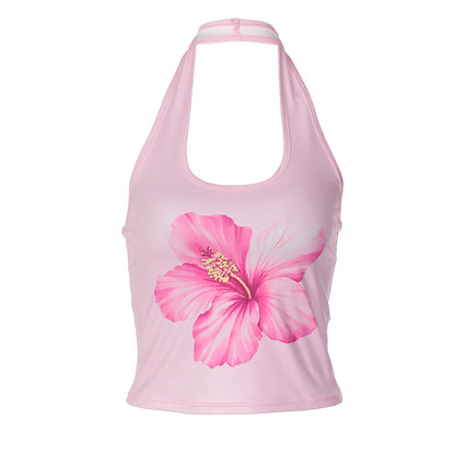 Summer Women Clothing Print Top Sexy Halter Slim Fit Vest