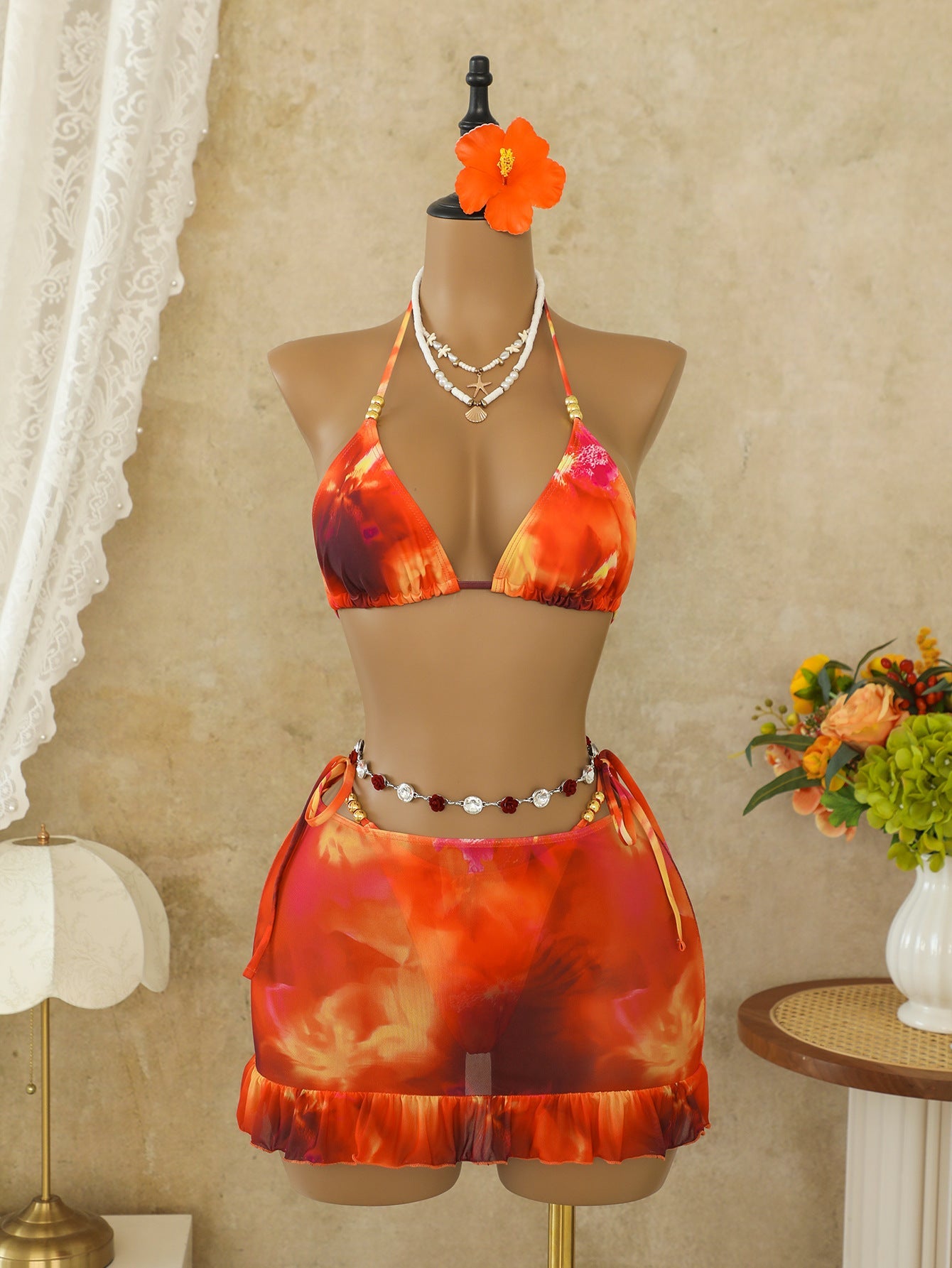Sexy Swimsuit Women Split Bikin Bohemian Bikini Three Piece Set Swimwear Swimsuit