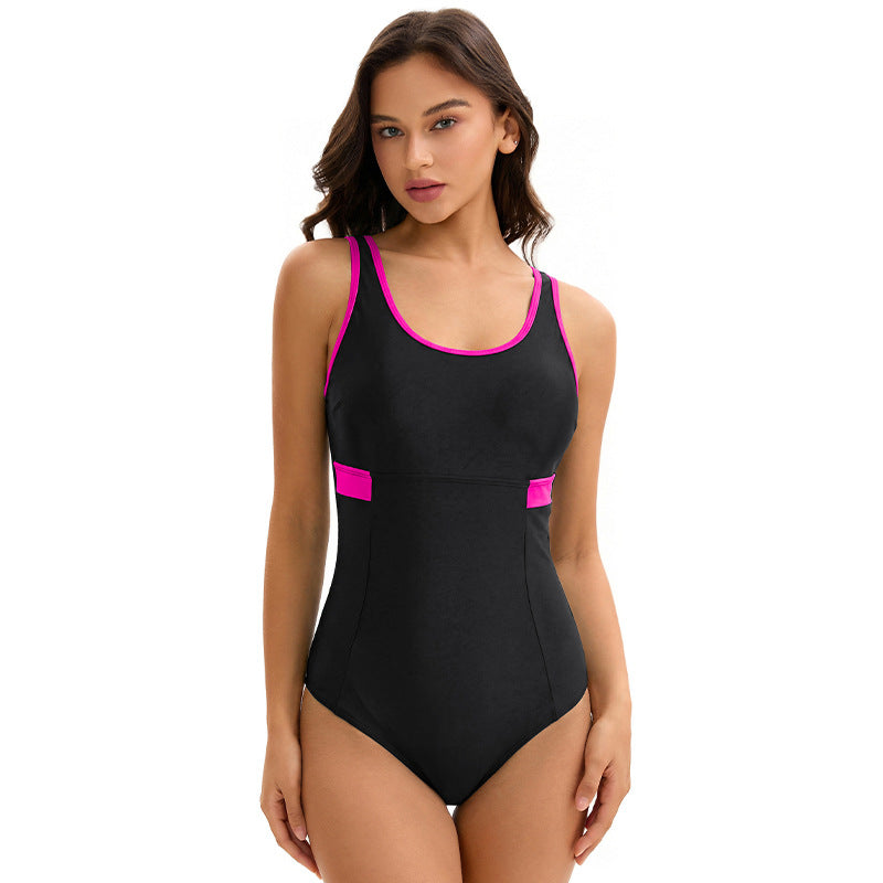 One Piece Swimsuit Ladies Conservative Sports Sexy Beauty Back Triangle Swimming