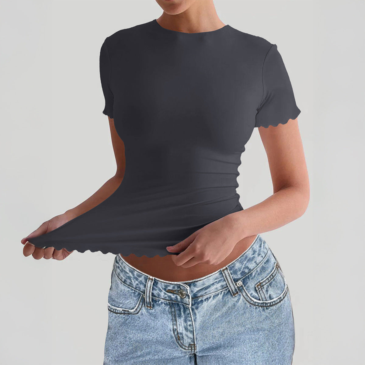 Yoga Solid Color Short Sleeve T shirt Top Summer Women Clothing