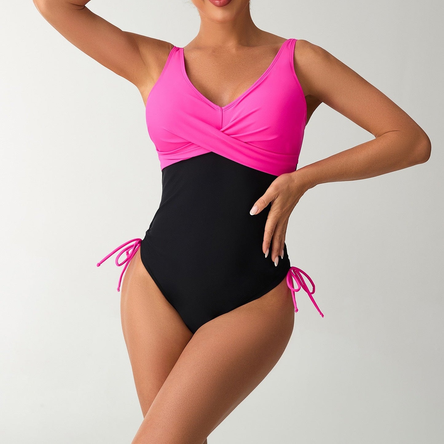 One Piece Stitching Contrast Color Swimsuit Conservative Cover Belly Swimsuit Women