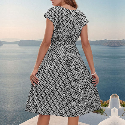 Summer Women Printed Pleated Dress