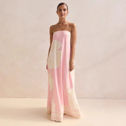 Summer Women Dress Sexy Bandeau One Shoulder Printed Dress