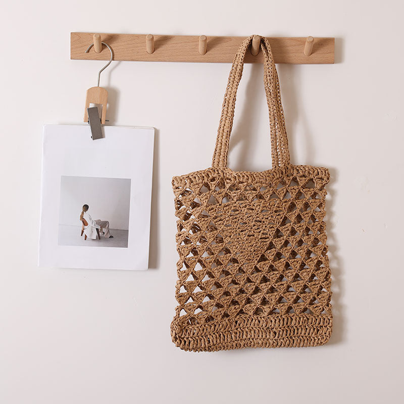 One Shoulder Straw Bag Casual Hollow Out Cutout out Woven Bag Vacation Beach Bag Women Bag