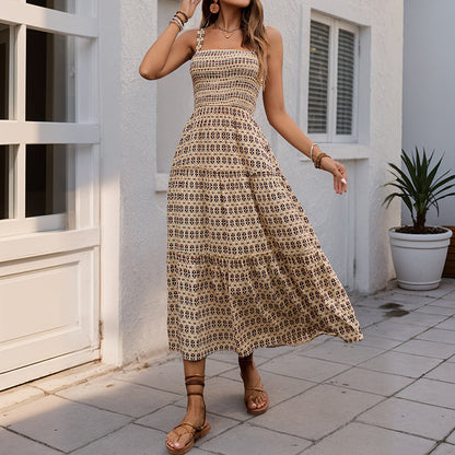Summer Smocking Swing Sling Dress