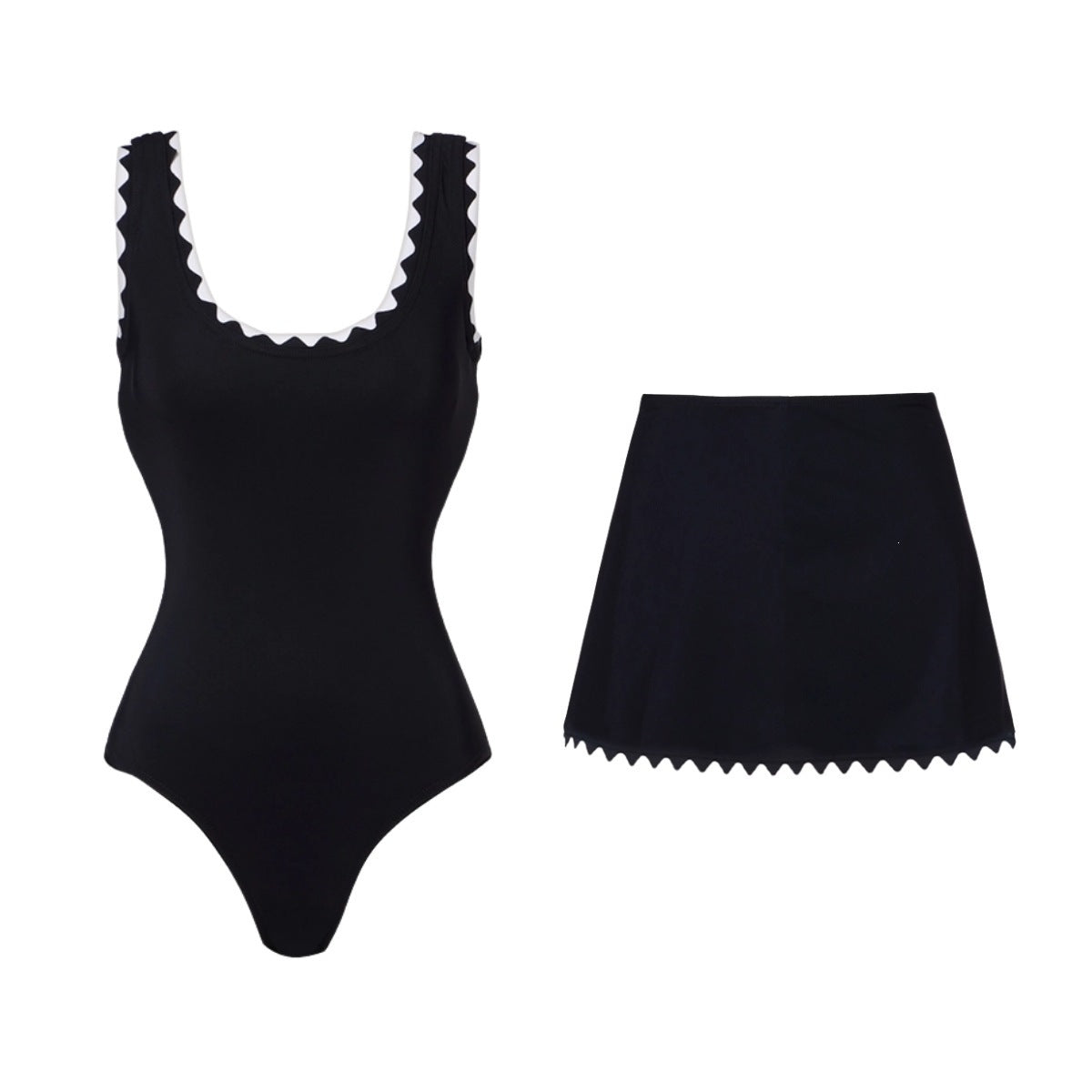 Swimsuit Black White Simple High Grade One Piece Swimsuit Women
