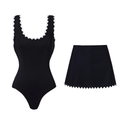 Swimsuit Black White Simple High Grade One Piece Swimsuit Women