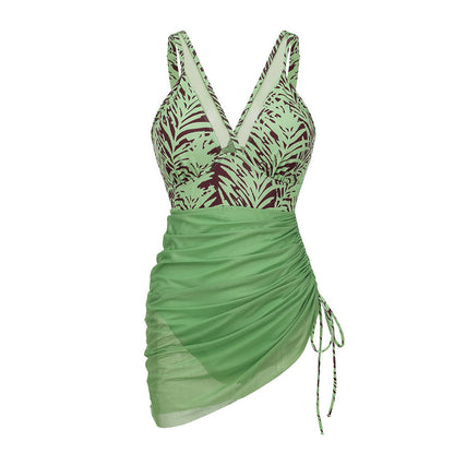 Swimsuit Mesh Stitching One Piece Printed One Piece Swimsuit Women