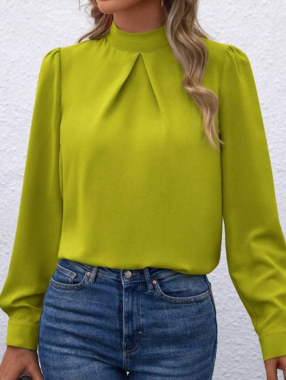 Women Clothing Spring Summer Long Sleeve Satin Top Shirt