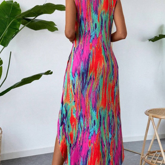 Summer Printed Sleeveless Slim Fit Slim Fit Sleeveless Dress
