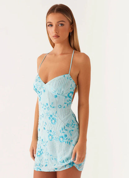 Women Clothing Sequined Embroidered Dress Sexy Backless Spaghetti Straps Dress Wome Summer