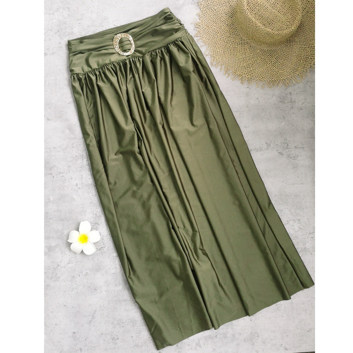 Solid Color Tube Top Sexy off the Shoulder Split Swimsuit Women Bikini Skirt Set