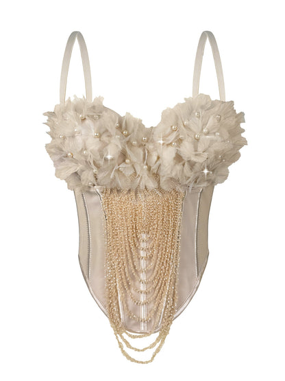 Arrival Handmade Floral Tassel Suspender Vest Sexy Backless Tube Top Outer Wear Boning Corset Corset Body Shaping