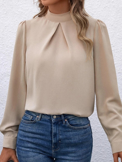 Women Clothing Spring Summer Long Sleeve Satin Top Shirt