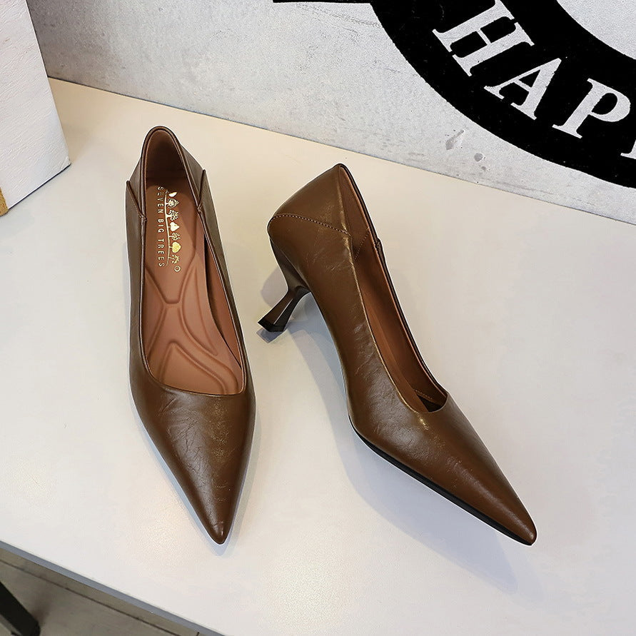 French Work Comfortable All Match Office Work Pointed High Heels Women Stiletto Heel Non Wear Feet Classy Shoes