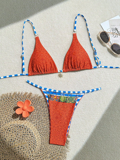 Color Matching Split Swimsuit Lady Sexy Lace up Bikini Beach Spring Swimsuit