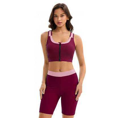 Swimsuit Women Split Two Piece Sets Racing High Waist Conservative Fifth Pants