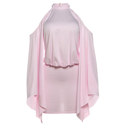 Summer Women Clothes Flared Sleeves Sexy Chain Decoration Backless Slim Fit Sheath Dress Women