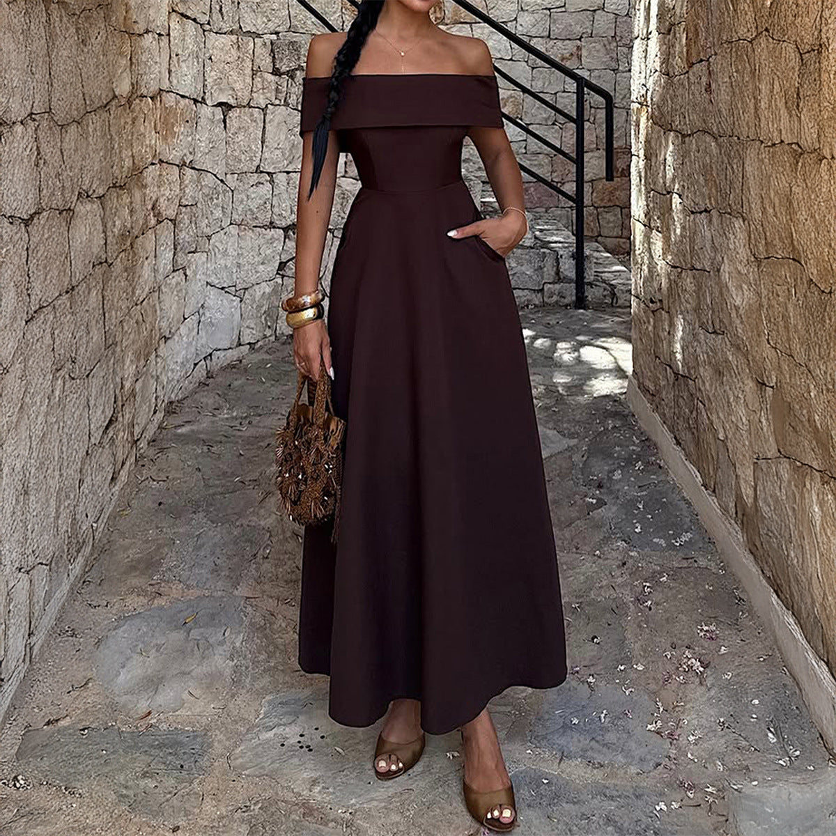 Women Spring Summer Dress Elegant Tube Top Maxi Dress