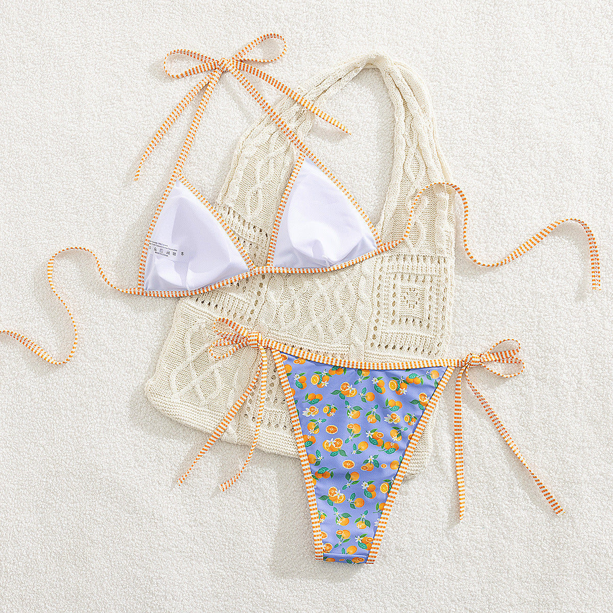 Women Bikini Fruit Lace up Two Piece Sexy Bikini Swimsuit
