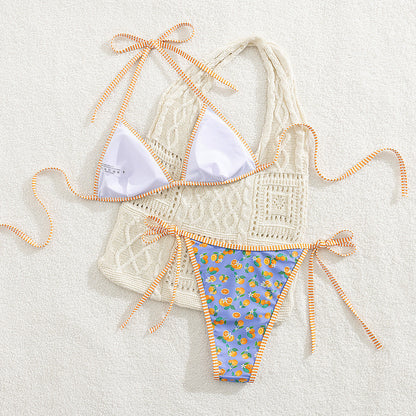 Women Bikini Fruit Lace up Two Piece Sexy Bikini Swimsuit