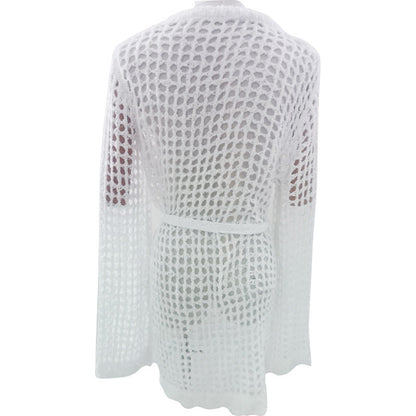 Spring Summer Hollow Out Cutout Beach Holiday Knitted Blouse Crocheted Chiffon Shirt Beach