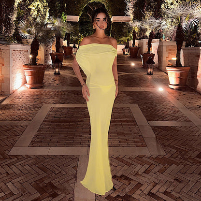 Spring Women Solid Color Sexy Sheer Mesh Design Backless Sheath Dress