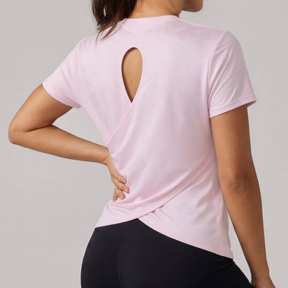 Summer Short Sleeved Women Jacquard Running Training Wear Fitness Sports Top T shirt Breathable Quick Drying Blouse
