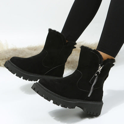 Women’s Velvet Lined Cotton Snow Boots — Plus Size Winter Warm Boots