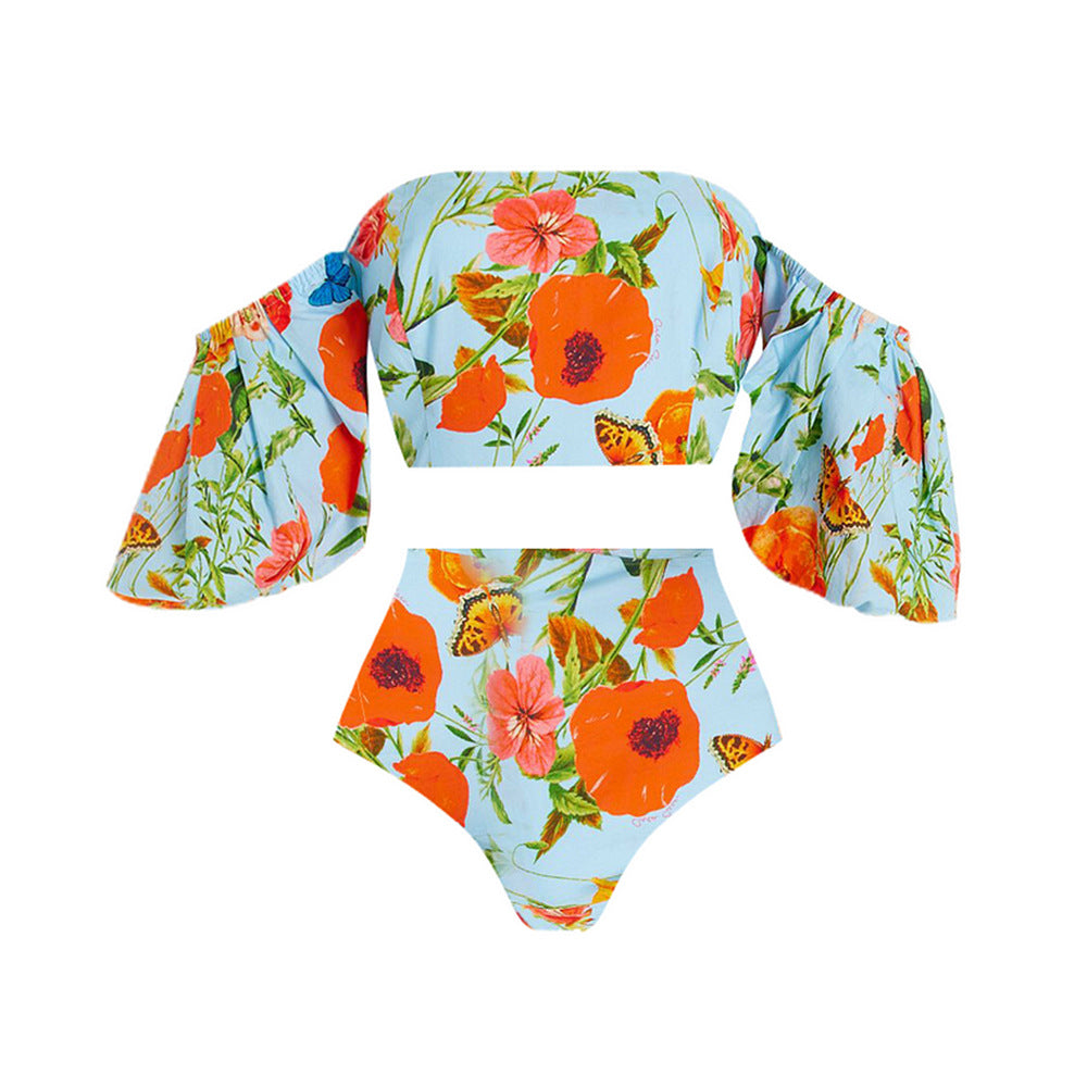 Split Swimsuit Women Beach Vacation Skirt High Waist Bikini