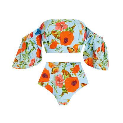 Split Swimsuit Women Beach Vacation Skirt High Waist Bikini