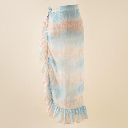 Chiffon Printed Beach Cover up Sexy Slit Skirt Vacation Skirt Beach Cover Up Women