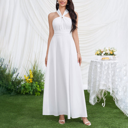 Summer Vacation Cross Tied Dress Sexy Socialite Special V neck Backless Waist Trimming Maxi Dress