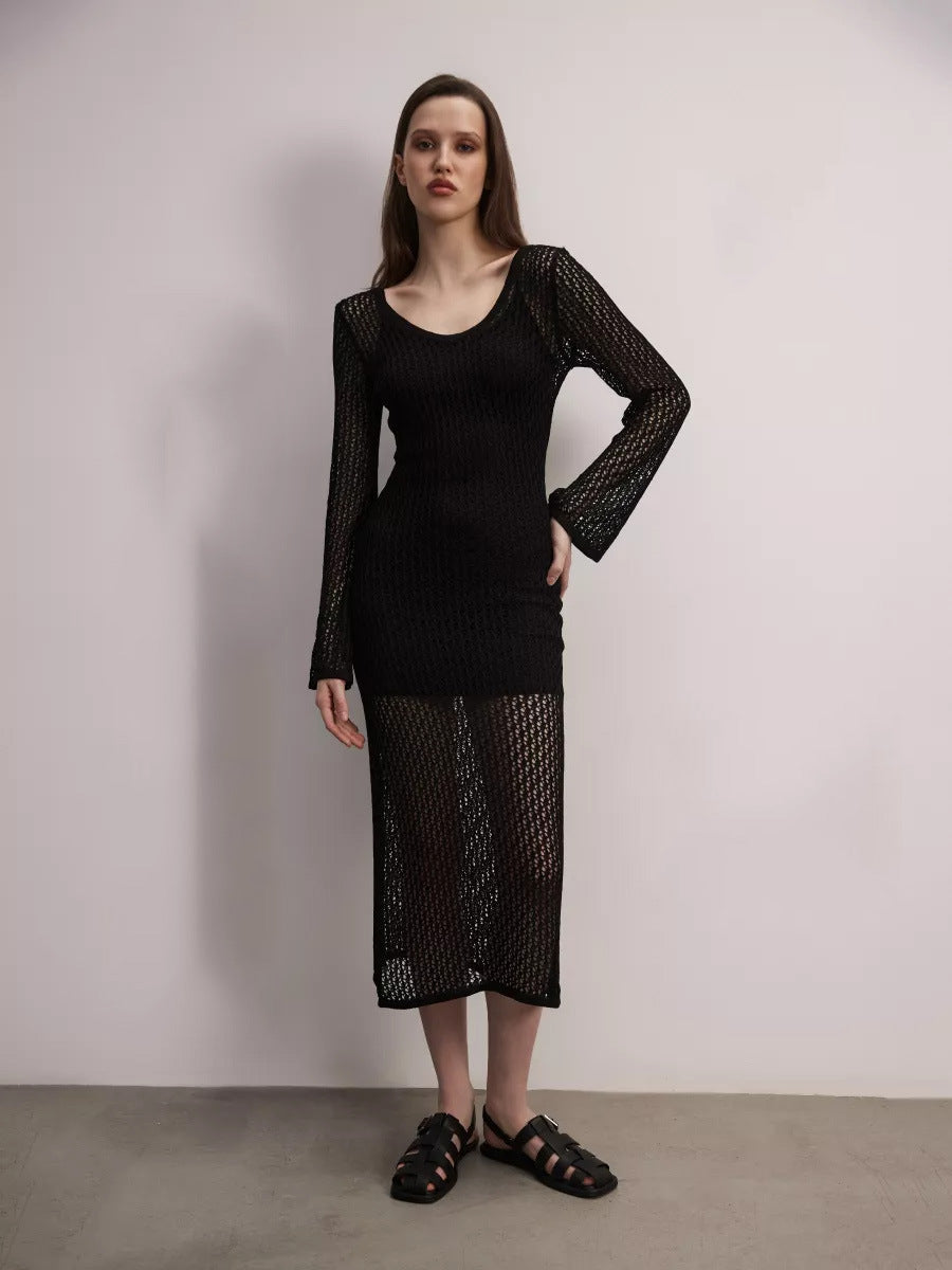 Summer Beach Dress Sexy Cutout See through Sun Protection by the Sea Beach Cover Up Knitted Dress