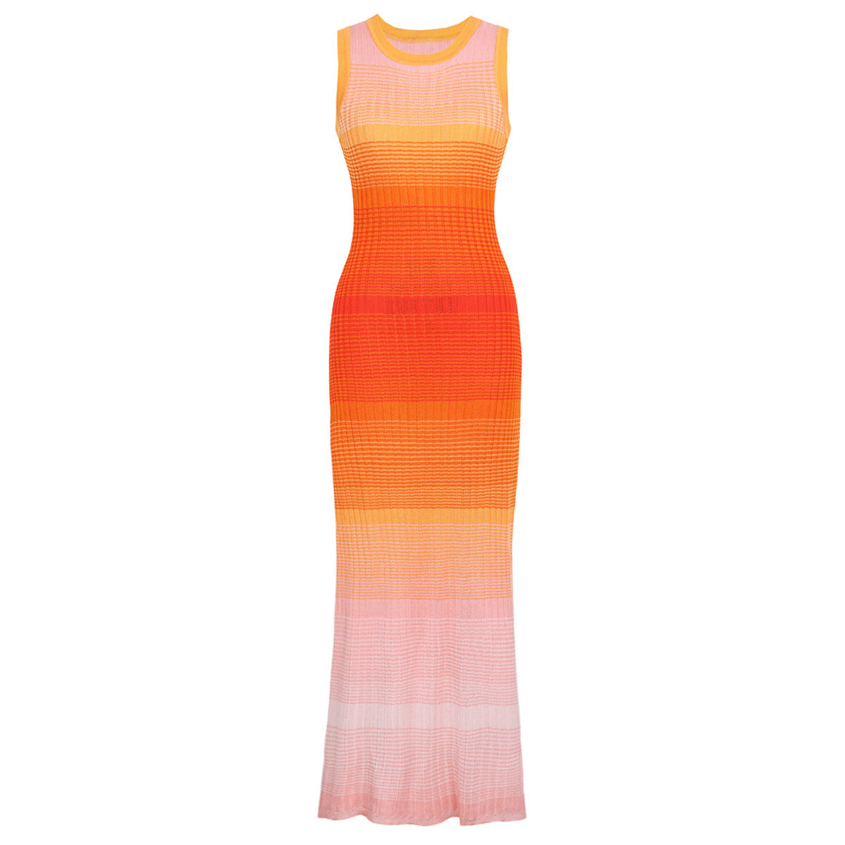 Spring Autumn Socialite Net Red Wind Knitted Women Sleeveless Maxi Dress