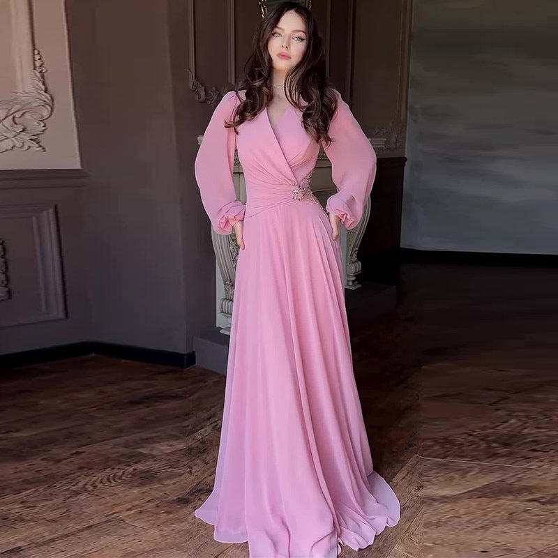 Summer Long Elegant Graceful Stitching Floral Waist Dress