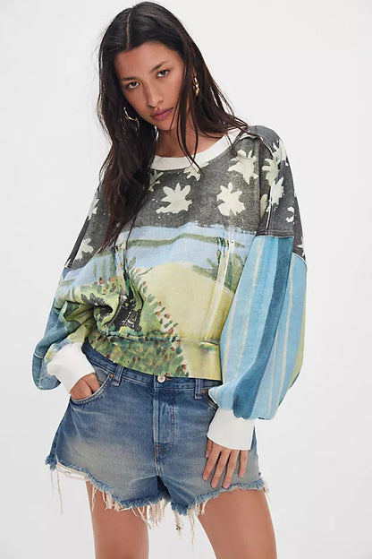Autumn Winter Women Clothing Printing Loose Casual Top All Matching Hoodie Women