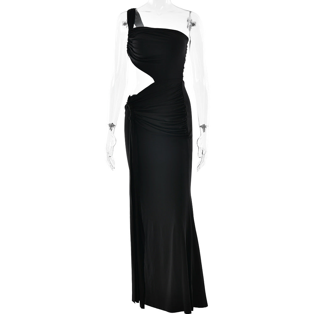 Summer Sexy One Shoulder Backless Tube Top Dress Arrival Women Pleated Dress