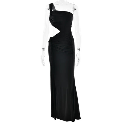 Summer Sexy One Shoulder Backless Tube Top Dress Arrival Women Pleated Dress