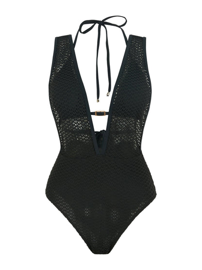 Solid Color Mesh High Elasticity Quick Drying Swimwear Two Piece Split Swimsuit
