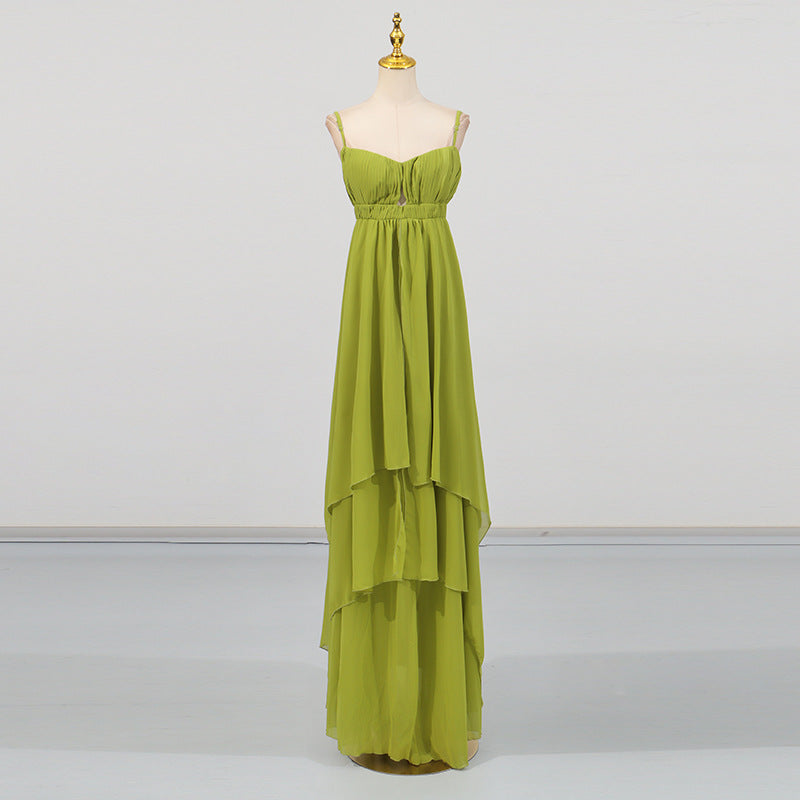Vacation Tube Top Dress Camisole Irregular Asymmetric Design Solid Color Maxi Dress for Women