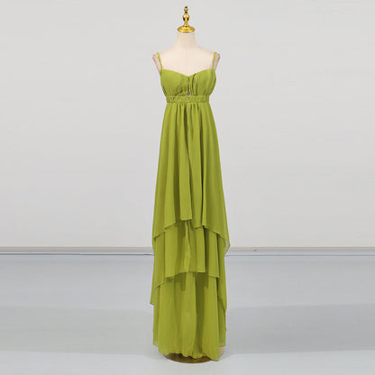Vacation Tube Top Dress Camisole Irregular Asymmetric Design Solid Color Maxi Dress for Women