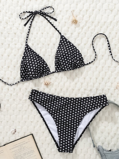 Bikini Polka Dot Printed Sexy Strap Split Swimsuit Spring Vacation Bikini