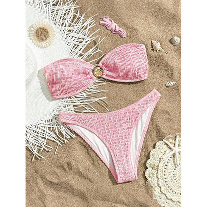 Solid Color Tied Bikini Sexy Split Swimsuit Women Beach Bikini Swimsuit