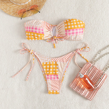 Swimwear Women Internet Popular Plaid Sexy Bikini Spring Holiday Grid Swimsuit