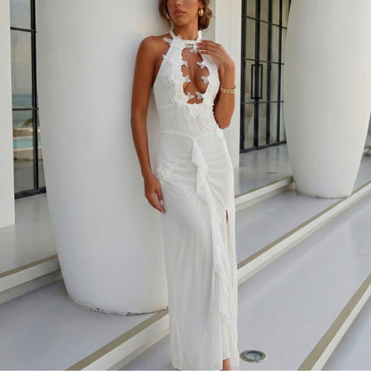 Solid Color Sexy Hollow Out Cutout out Backless Beach Cover up Bikini Swimsuit Beach Women