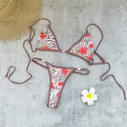 Three Point Mini Low Waist Bikini Sexy Backless Lace up Split Swimsuit Women Bikini